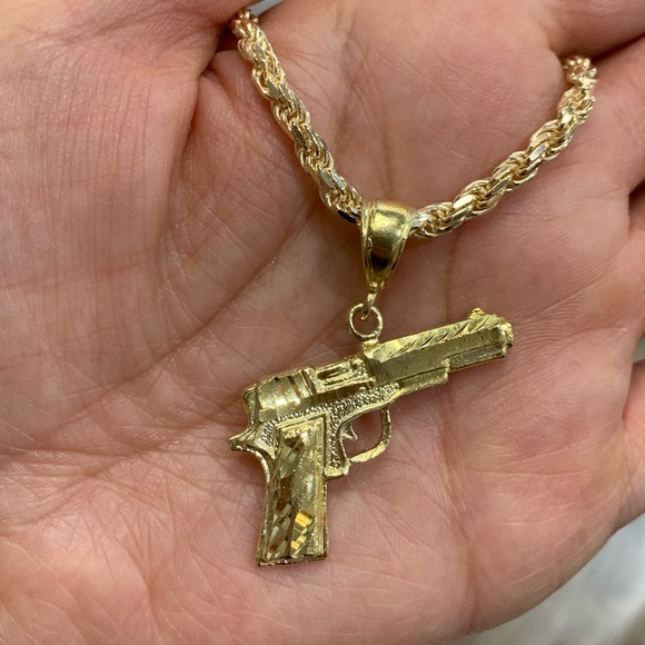 New Gold plated Gun Pendant